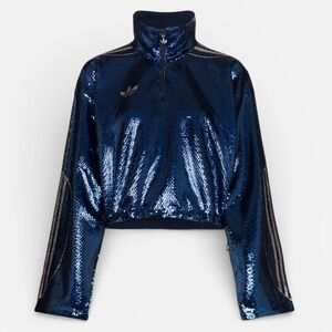 *NWT* ADIDAS X ANNA ISONIEMI SEQUIN TRACK PULLOVER -NIGHT INDIGO- Size XS
